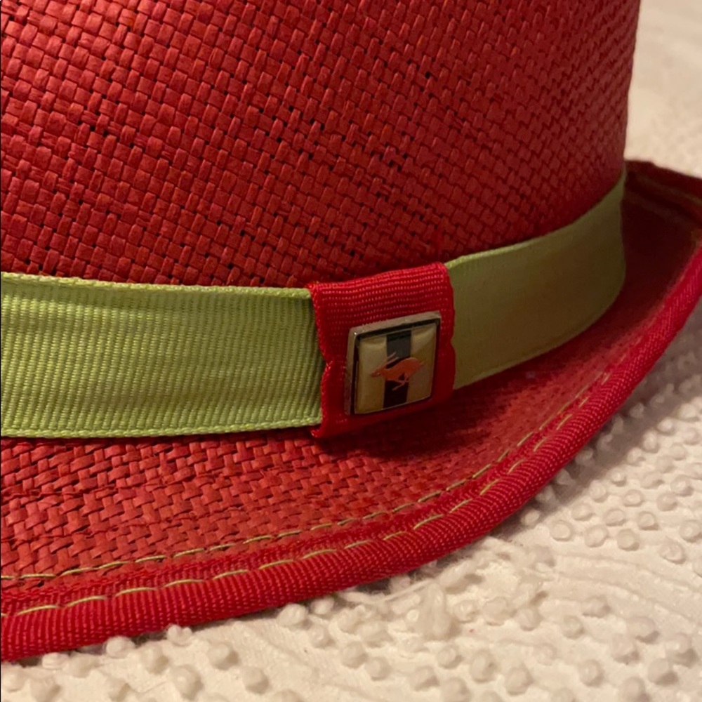 Peter Grimm hat - red & lime green